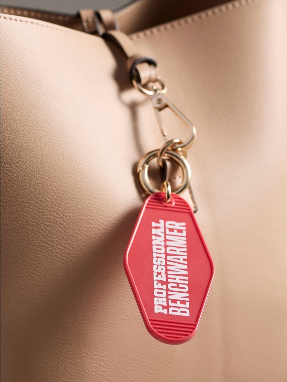 Anthropologie Professional Benchwarmer Quote Tag Bag Charm red white NEW